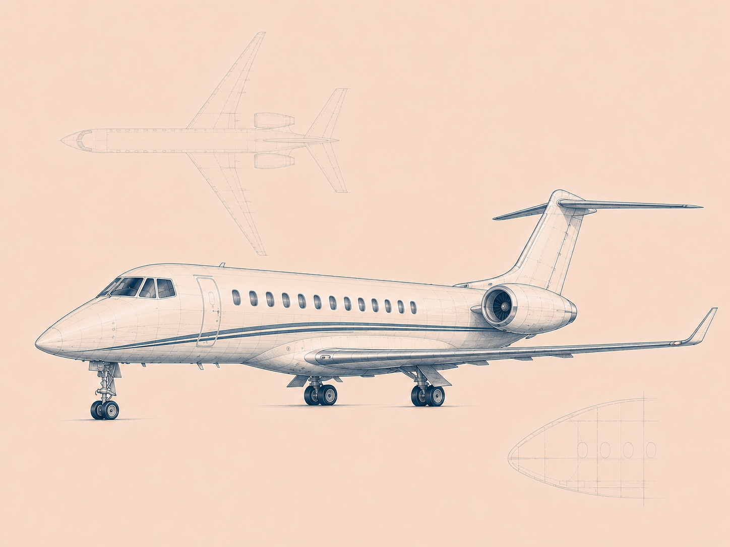 Technical sketch of a large jet
