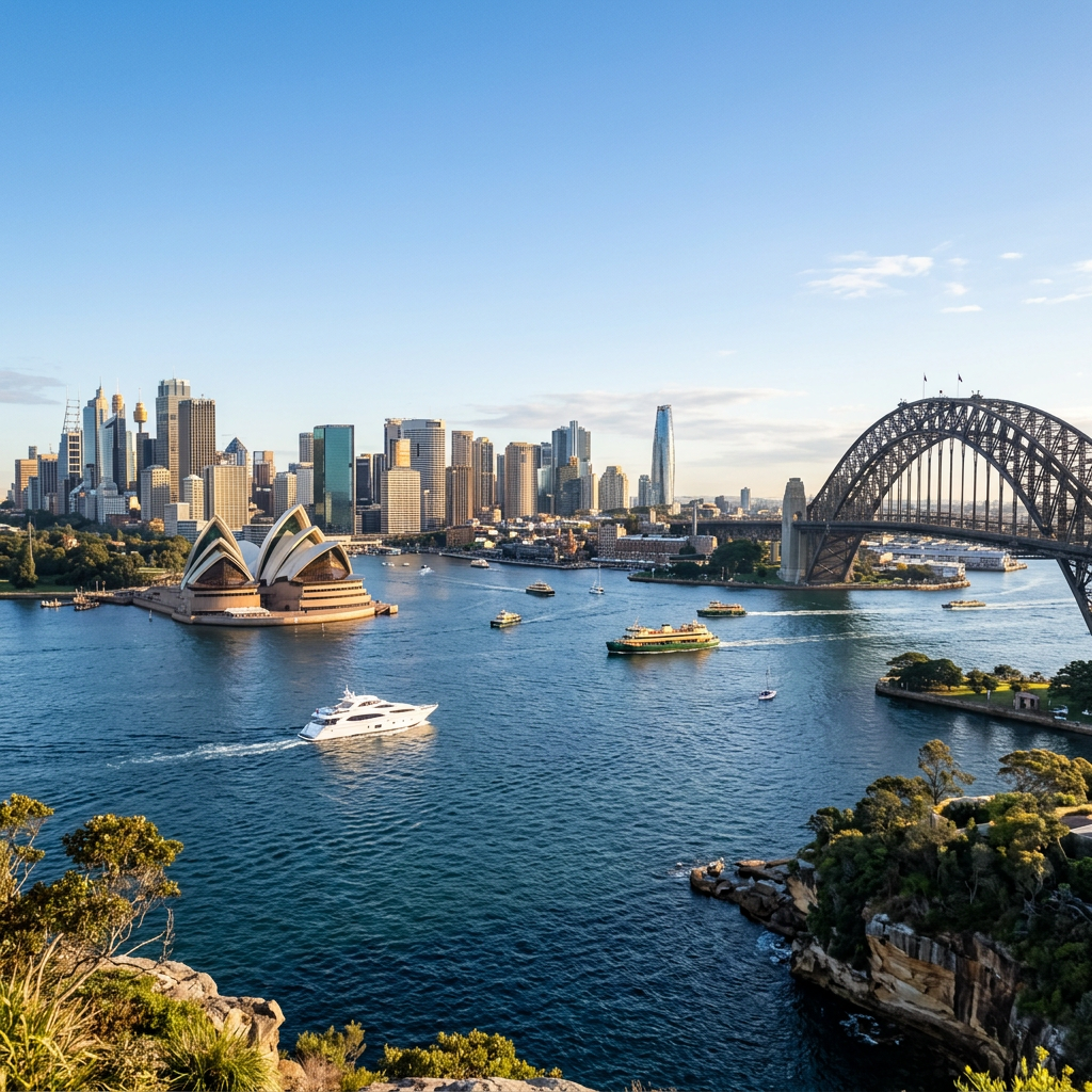 Sydney Harbour with Opera House and Harbour Bridge
