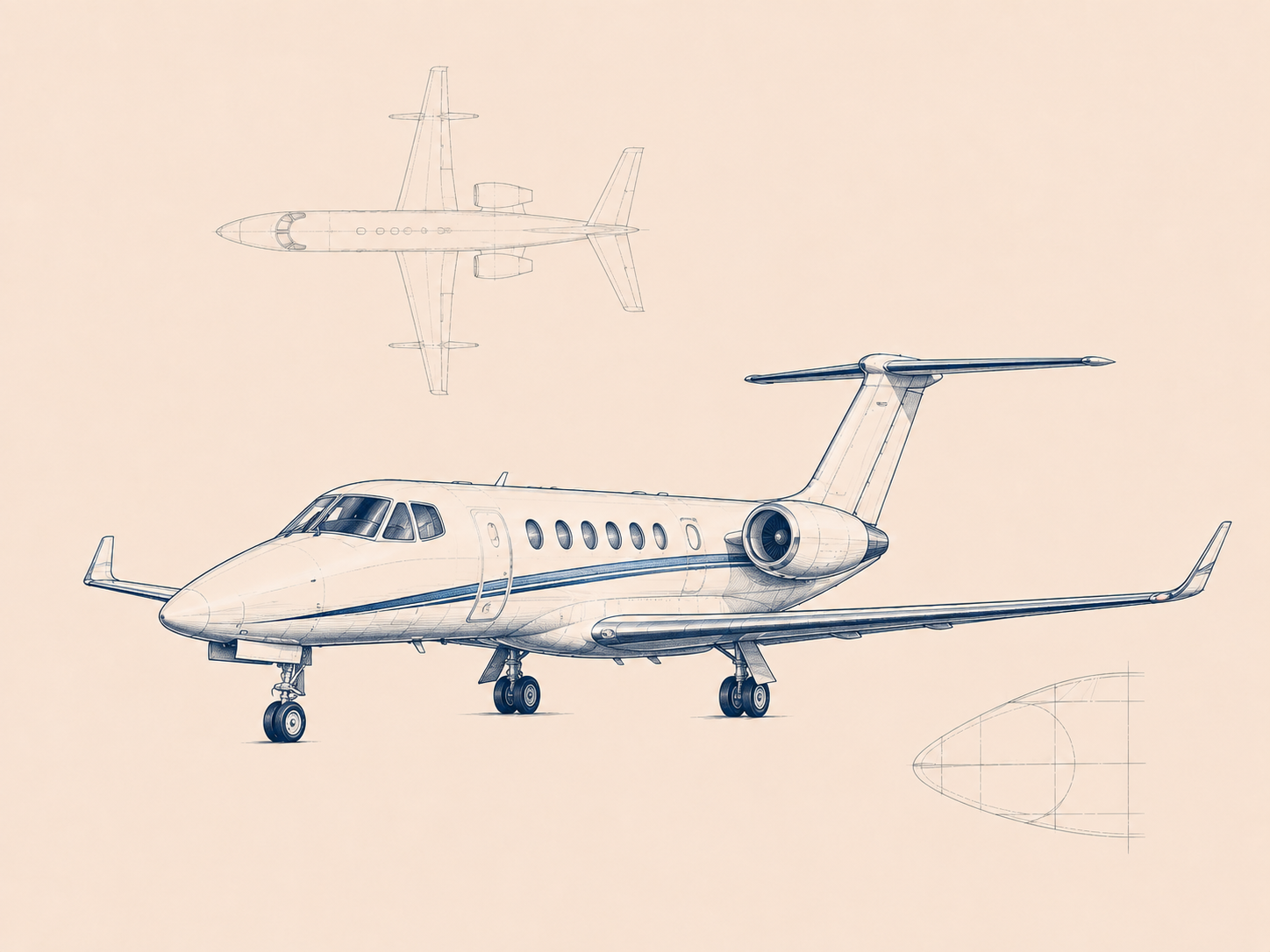 Technical sketch of a light jet