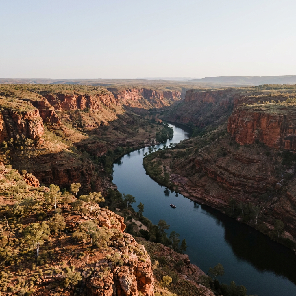 Kimberley gorge and winding river in remote Australia