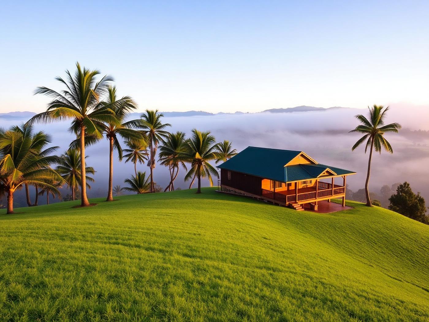 Hinterland residence set above green paddocks and subtropical trees